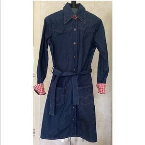 Vintage 70s Levi’s Denim Shirt Dress with gingham